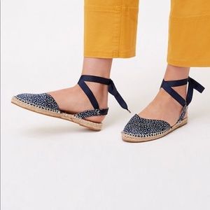NEW loft blue and white satin espadrilles